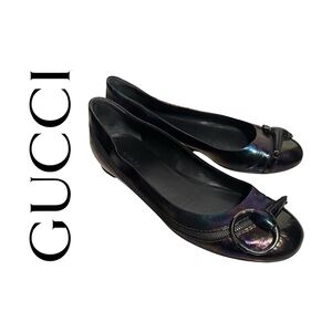 Gucci Iridescent Multicolour Black Horsebit Women's Flats